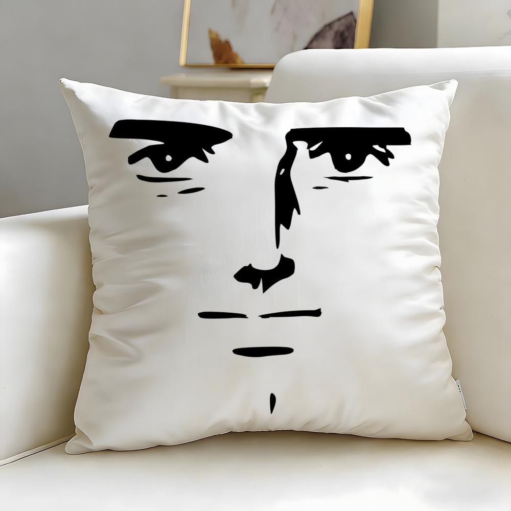 classic art theme Man Face Cushion Cover Soft  EasyWash Pillow Case  Versatile for Couch Bed Travel and Office