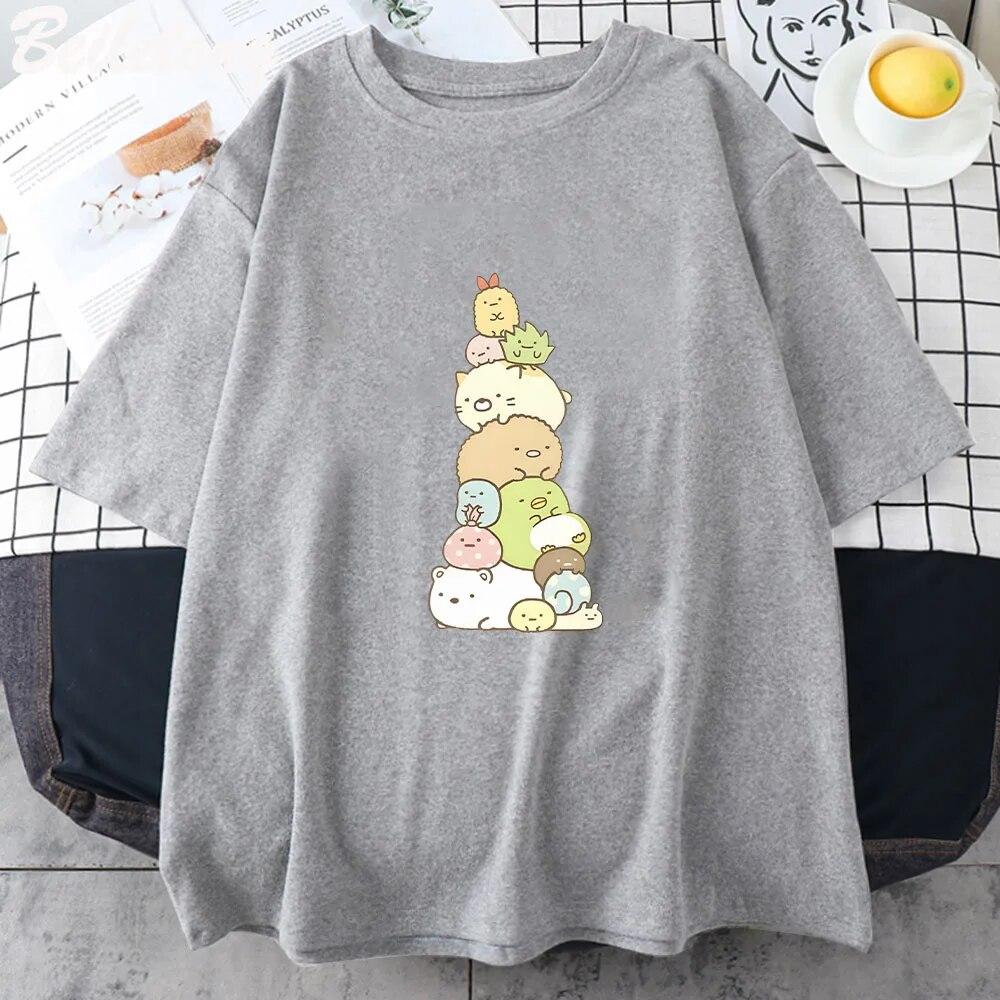 Sumikko Gurashi Essential T-shirt Dam T-shirt Sommar Kawaii Rosa Nya Oversized ärmar Toppar Sommar Casual Harajuku Mode T-shirts Unisex T-shirt