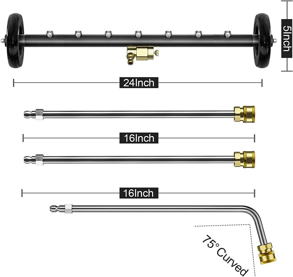 Undercarriage Pressure Washer Attachment 24" Water Broom and Under Carriage Car Cleaner Electric Power Wash Accessories