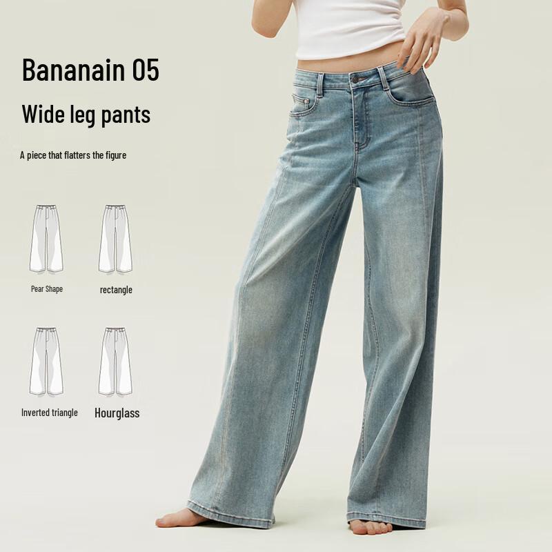 Bananain 505 Regular Damen Straight Jeans mit weitem Bein