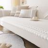 Waterproof Striped Sofa Cushion With Wool Balls Soft Pet Friendly Chenille Anti Slip Sofa Cover Dustproof Corner Couch Covers