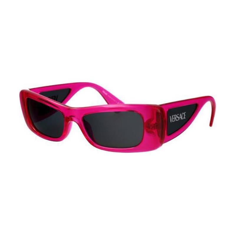 Versace Brand Logo Acetate Rectangular Sunglasses Women's Pink 16554754 0VE4481 543487-Pink F