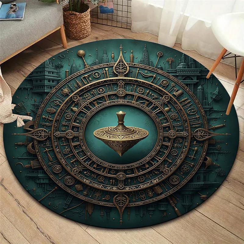 

Круглий килим Vortex Crossing Gate, Килимок для вітальні, спальні, біля дивана, дитячої кімнати, Нековзкий килимок для підлоги 80cmx80cm