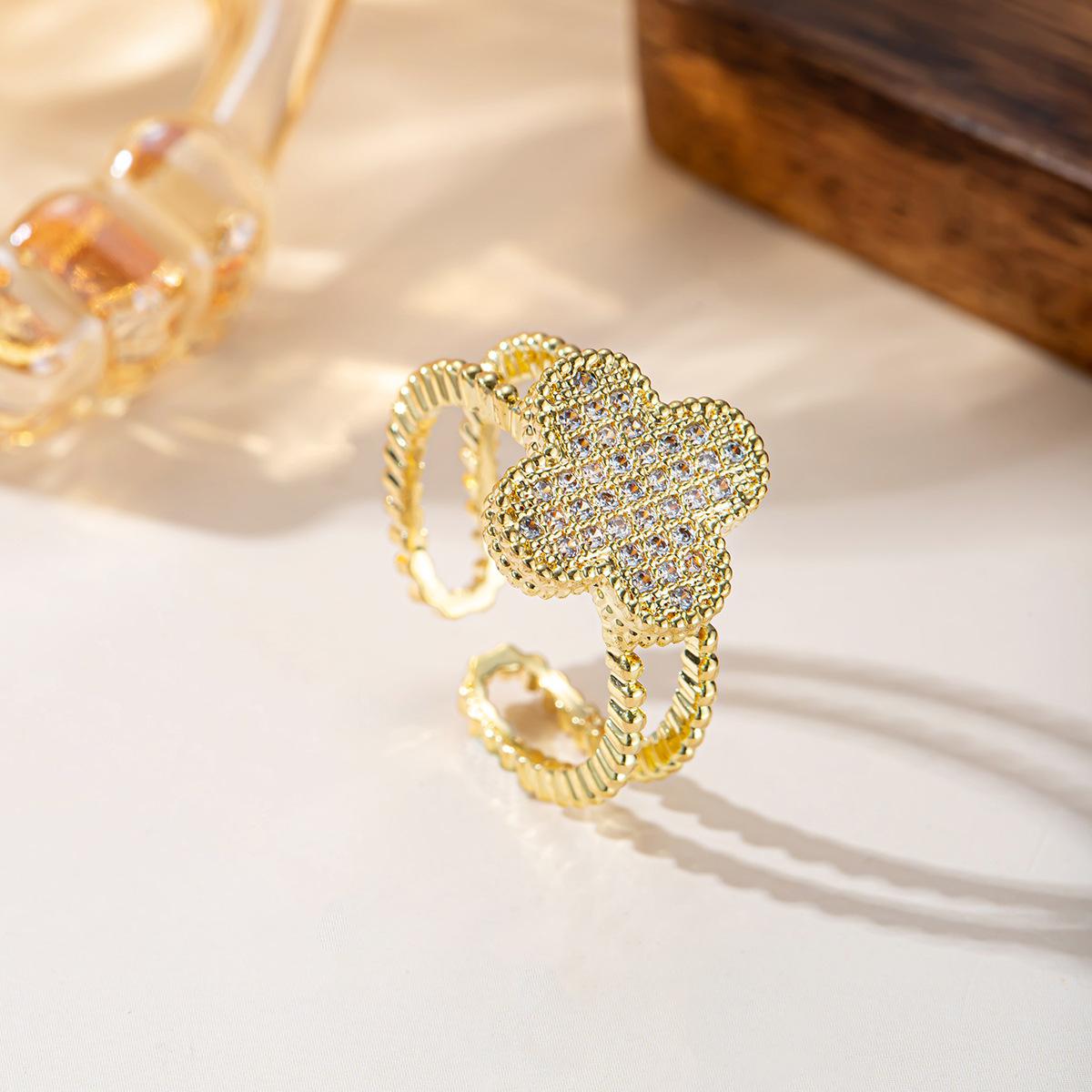 Classic Fashion Four-leaf Clover Ring - High-end Elegant and Lucky Clover Open Ring