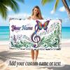 Music General Theme Beach Towel Personalized Custom Name & Text Soft Quick Dry Beach Towel for Swimming Travel
