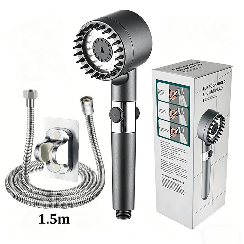 High Pressure Filter Shower Head 3 Modes One-key Stop Water Massage Clean Powerful Pressurized Shower Nozzle