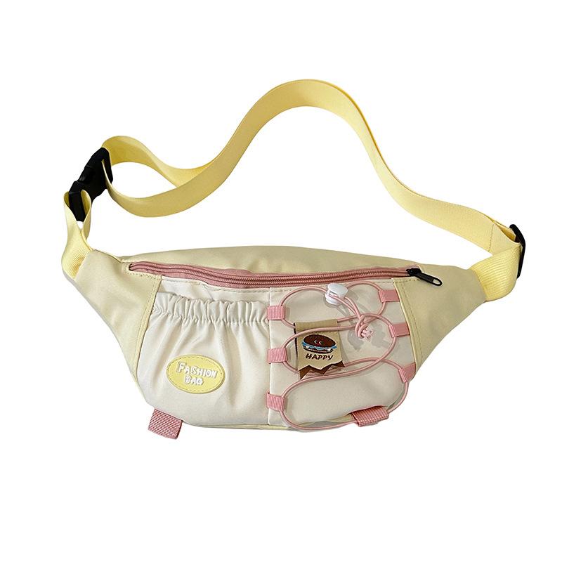 The new Japanese breast bag of the season, women's fashion casual contrasting colors, student crossbody small bag, versatile cycling sports fanny pack