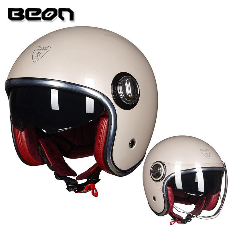 BEON Retro Motorcycle Half Helmet Men Women Dual Visor ABS Shell 3C Certified All-Season Riding Gear