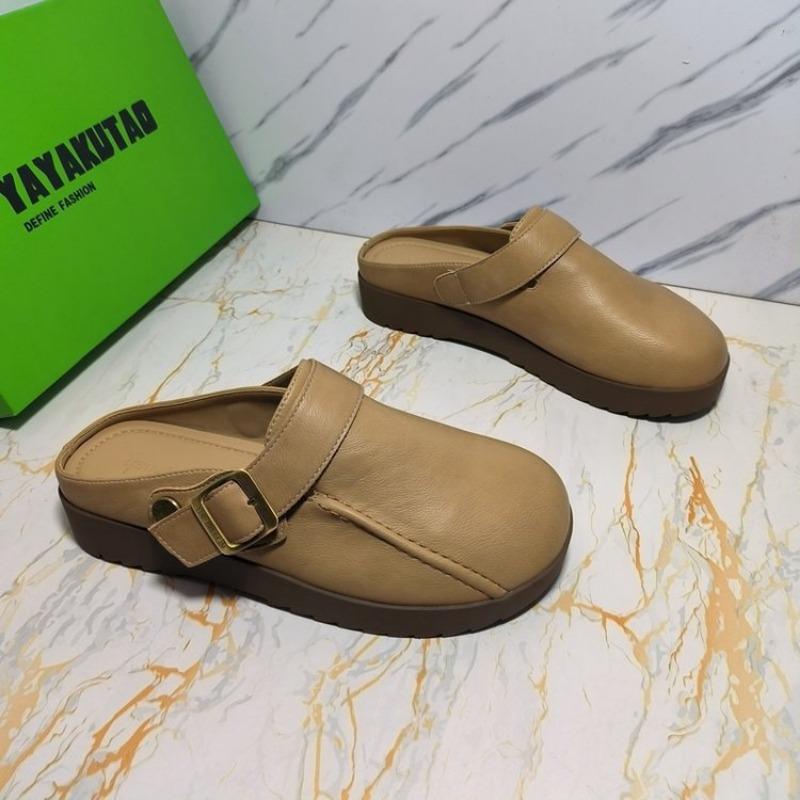 

Not tired of wearing lazy shoes outside, bag head and half slippers, women s new one-pedal comfortable retro soft sole 35 абрикосовый