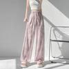 Summer thin ice silk satin ink painting tie-dye wide-leg pants women's loose casual drape high waist thin pants ins