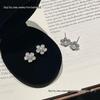 Gold-Plated Stud Earrings with Cubic Zirconia Flowers & 3-4mm Freshwater Pearls