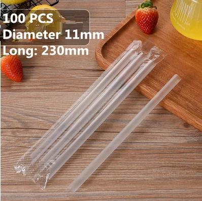 100pc/lot 1.2 cm big Disposable bubble tea straw milk tea milk juice plastic transparent 19/23cm Tea Fruit Drink Straws
