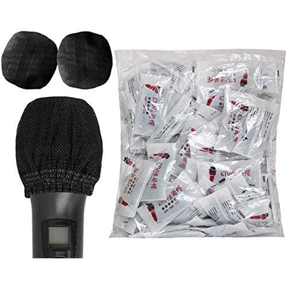 ordercos Microphone Cover, Disposable, Individually Wrapped, Bulk Purchase, Black, Splash Prevention, Microphone Windshield, Non-Woven Fabric, Karaoke