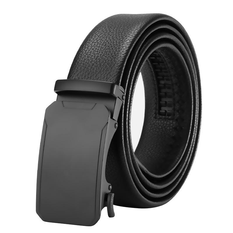 Men's Belt Genuine Leather Automatic Buckle Business Cowhide Belt Male Middle Aged and Young Versatile Simple Casual Trouser Belt for Men