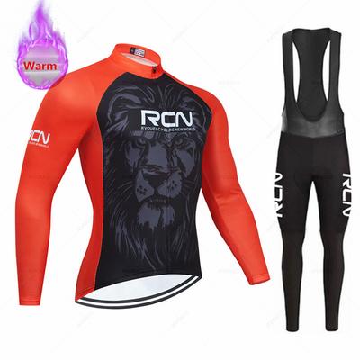 Rcn Men Winter Cycling Clothing Long Sleeve Thermal Fleece Bicycle Jersey Set MTB Warm Bike Jersey Set Ropa Ciclismo Hombre