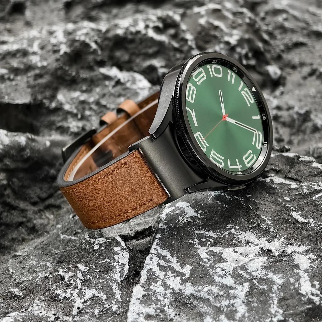 No Gap Leather Strap for Samsung Galaxy Watch 7 6 5 4 40mm 44mm 6Classic 43mm 47mm Watchband Bracelet for Galaxy Watch 5Pro 45mm