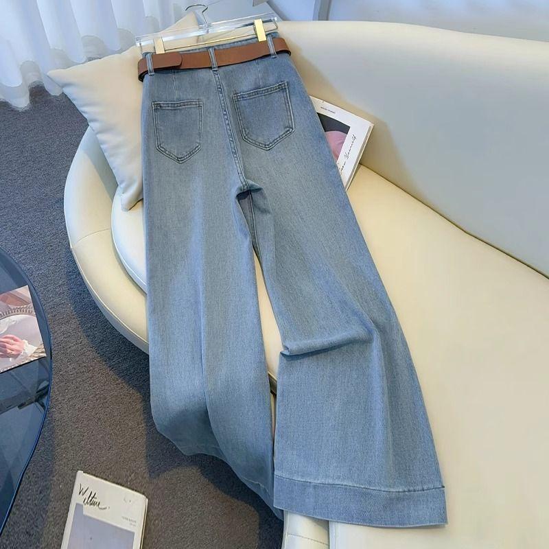 Micro Flared Wide Leg Jeans for Women's Spring and Autumn Season  Popular Light Colored Straight Leg Flared Pants