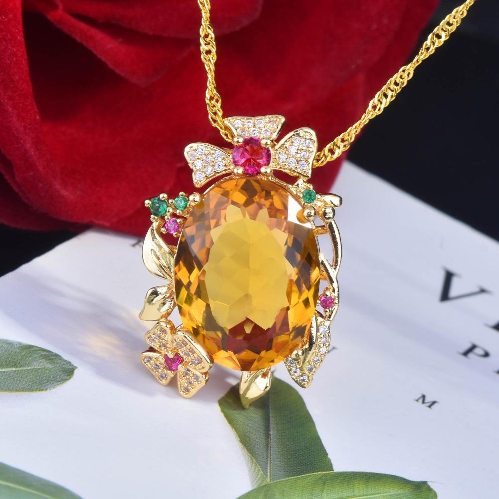 Simulierte Morganit-Anhänger Halskette für Damen Schweres Design Topas Violett Champagner Diamant Schmuck