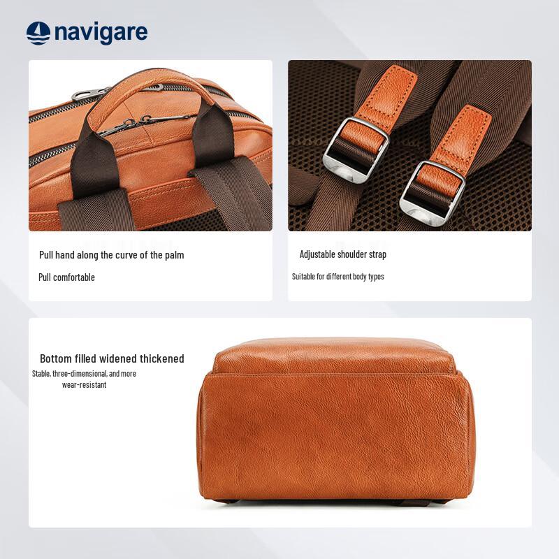 Navigare Men's Business Travel Leather Backpack