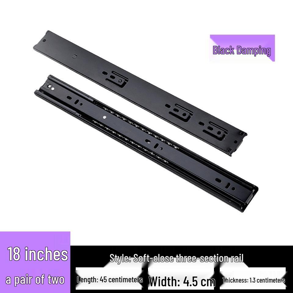 Stainless Steel Silent Ball Bearing Drawer Slides with Three-Section Damping Rails