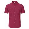 Men Short Sleeve Button Down Shirt with Dual Chest Pockets Classic Collar Casual Regular Fit Top for Everyday Wear