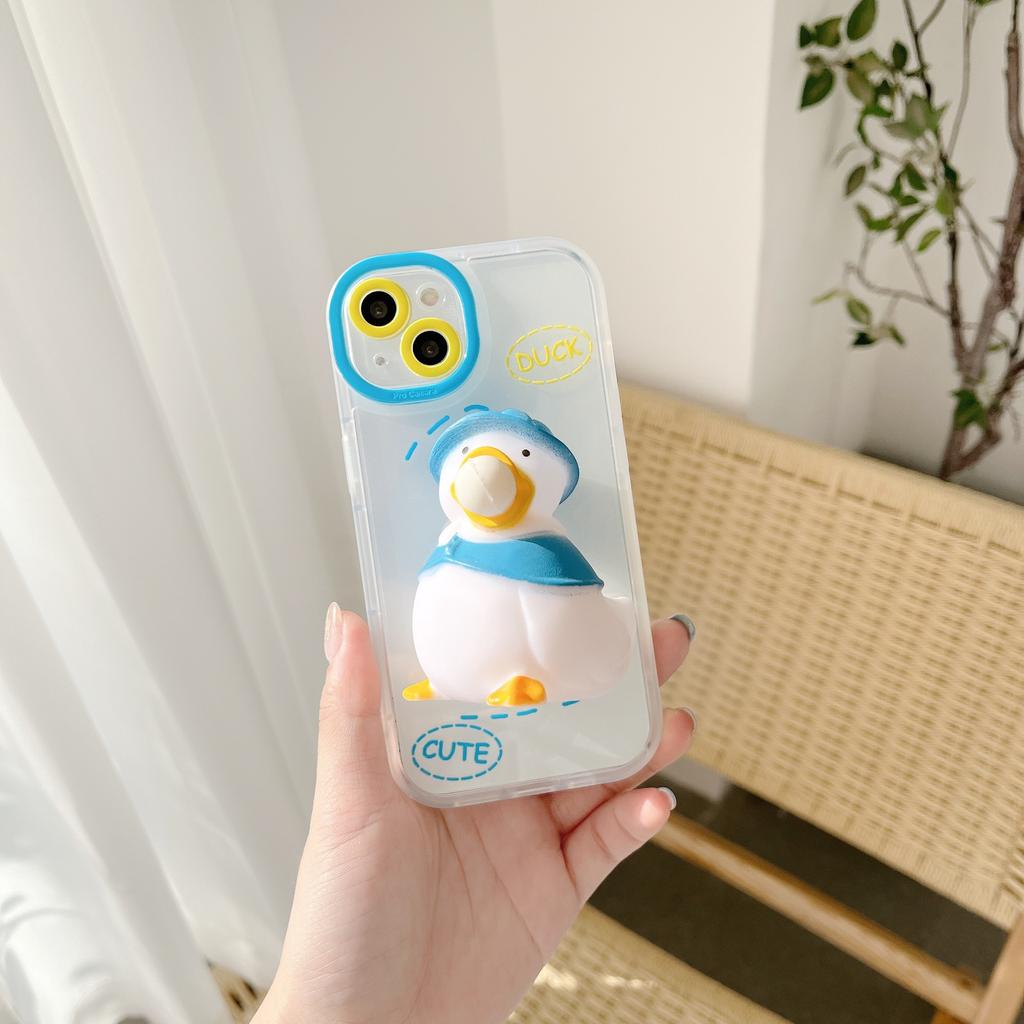 Free Shipping Cute 3D Duck Stress Relief Fancy Mobile Phone case for iPhone 16 15 14 13 Pro Max Soft Bumper Cover Promotion