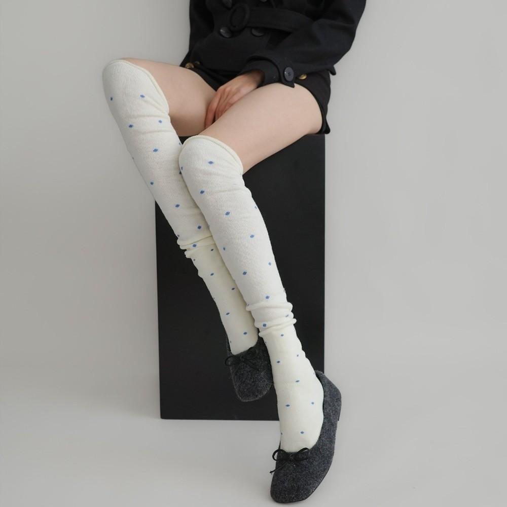 1 Pair Tight Mouth Design Over Knee Socks Rolled Edge Thigh High Socks Warm Winter Socks for Women