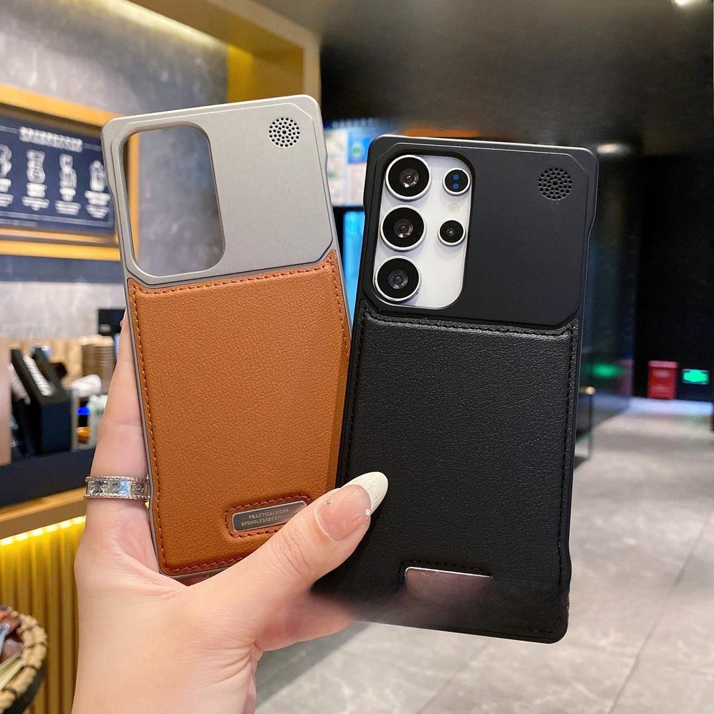 Suitable for Samsung S25 Ultra Mobile Phone Case Metal Frameless Magnetic Suction S24Plus Incense Leather S23 Anti-fall Cover