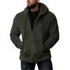 Fall Winter Men'S Hoody Coat Double Sided Plush Casual Loose Thermal Hooded Jackets Solid Color Zipper Pocket Jackets