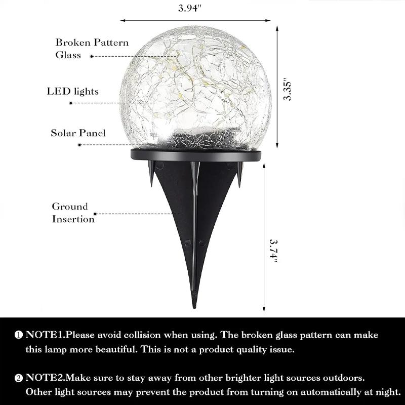 Waterproof Outdoor Light Solar Powered Solar Cracked Glass Light for Lawn Patio Garden Pathway Yard Holiday Party Night Decor