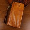 First Layer Cowhide Hand Polished Vegetable Tanned Leather Used Men's Wallet Long Zipper Multifunctional Retro Card Bag