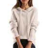 Women's Fashion Casual Solid Color Long-sleeved Drawstring Hooded Sweater Top