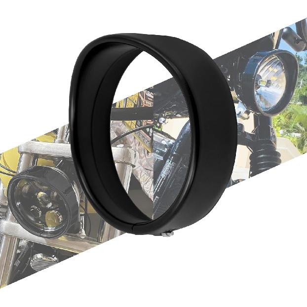 

Motorcycle 5.75 Headlight Trim Ring Visor Style Headlamp Fit for Harley Sportster XL 883 883N 1200 Dyna Softail FXLR FXST FXSTB (Black) чорний