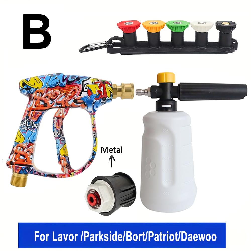 

1/4 Quick Connect Low-Pressure Foam Cannon Kit - Fits Lavor Washer, 700mL Bottle + 5 High-Pressure Nozzles for Household Washer