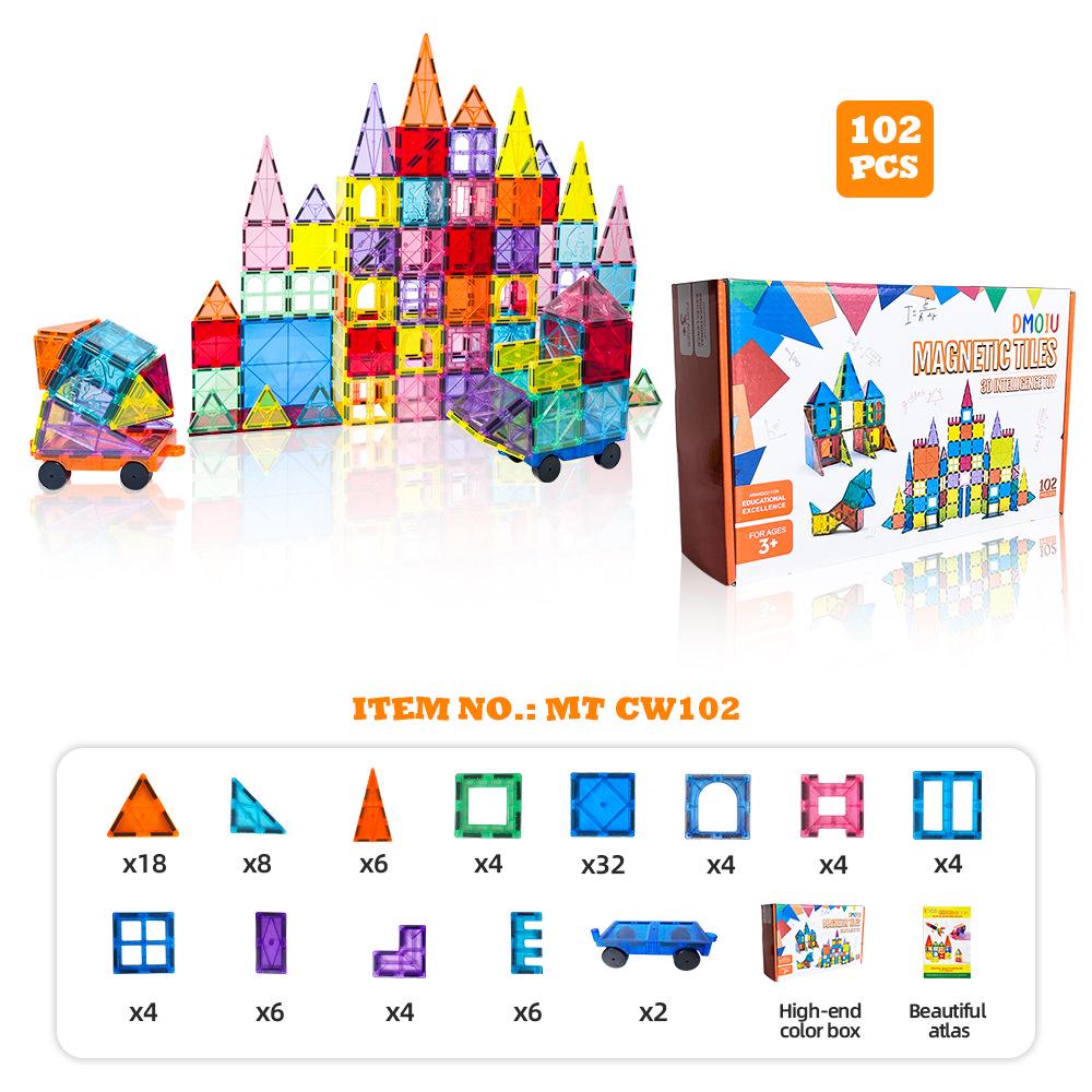 2024 Large 7.5" Magnetic Tiles Building Blocks: Educational Stained Glass Puzzle Set