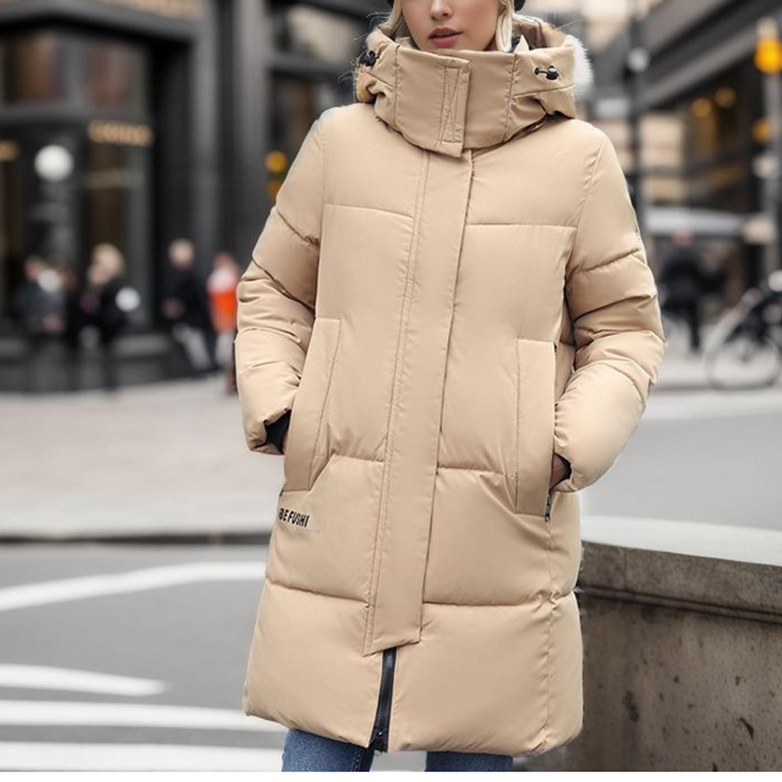 

Женская зимняя теплая хлопковая куртка, однобортная хлопковая куртка на молнии с капюшоном XL хаки