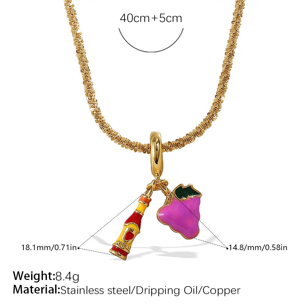 Retro Style Dripping Oil DIY Girl Fox Pendant Necklace Cute Versatile Heavy Industry Design Jewelry Woman