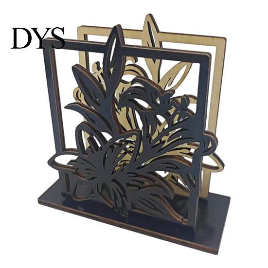 Stable Wood Napkin Holder for Counter Wooden Hollow Holder, Black Silhouette Pattern, Decorative Vertical Easy Clean Storage Organizer Stand,
