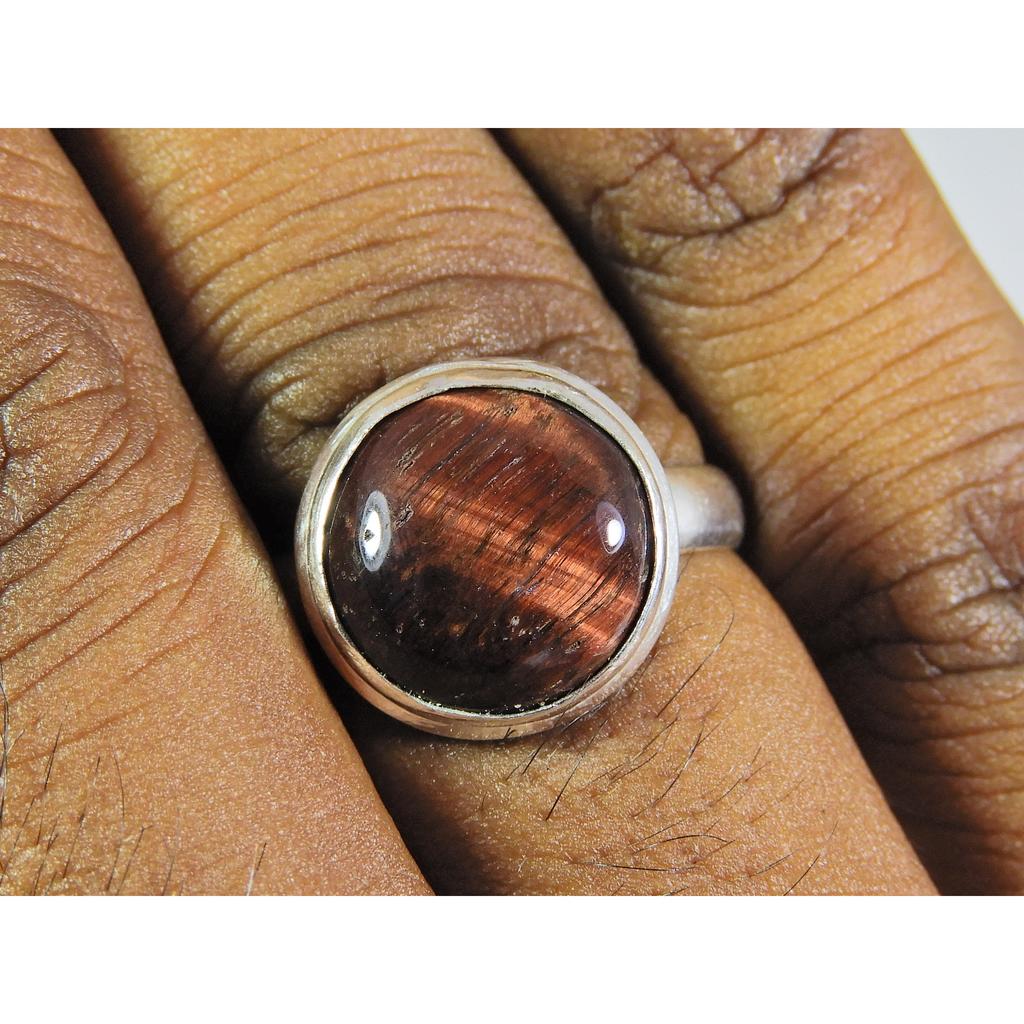 Natural Tiger Eye 925 Solid Sterling Silver Ring Size US-8.5 PG-92