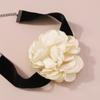 Elegant Collar Exaggerated Flower Bracelet Necklace Flocking Cloth Rose Florals Clavicle Chain Jewelry Accesssories