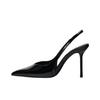 Comfortable Elegant Patent Leather Pointed Toe Open Back Stiletto High Heels 10cm Women High Heels Black 2205510