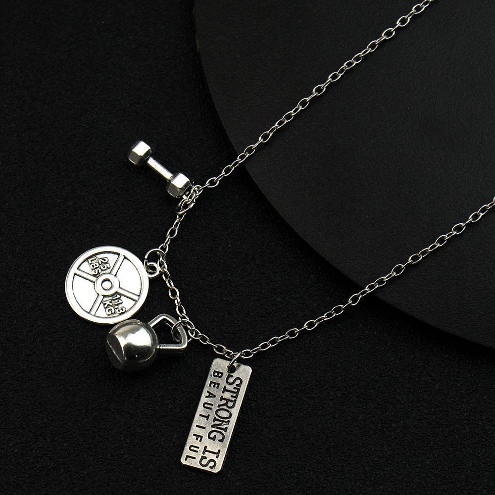 Posilovací talíř Činka Přívěsek na činku Pánské Náhrdelník do posilovny Vzpírání Kulturistika Cvičení Šperky Doplňky Dárek