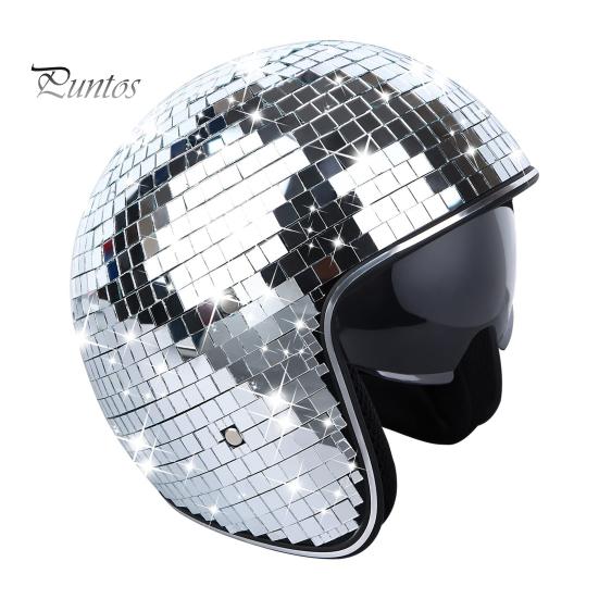 Přilba s disco koulí Stahovací kšilt Nastavitelný řemínek pod bradou Třpytivé Zrcátko Klobouk s disco koulí Reflexní Dospělí Party Dekorativní Disco Tiles Helma