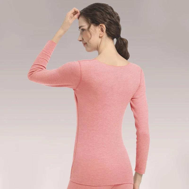 Ropa interior térmica para mujer, ropa de otoño sin costuras para mujer con una base gruesa de cachemira, lana individual de otoño e invierno otoño
