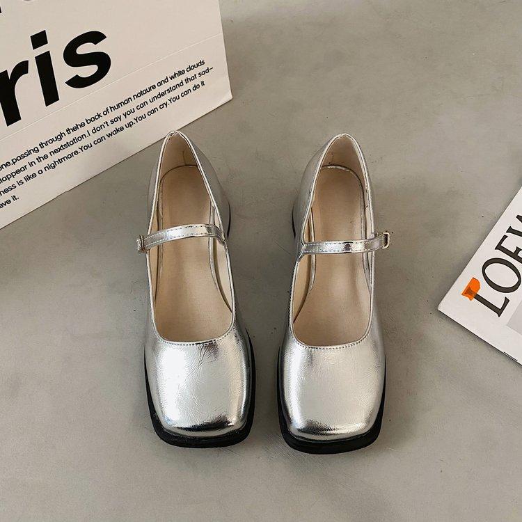 Fashion Mary Janes Vintage Sandals Woman 2024 New Buckle Non-Slip Casual Medium Heels Office Ladies Solid Elegant Heels Pumps Zapatos