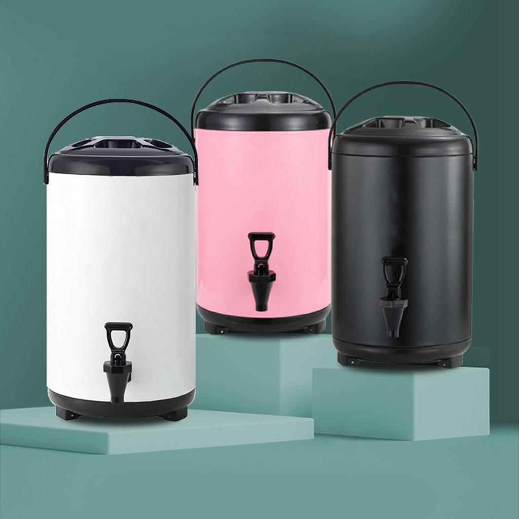 Insulated Hot and Cold Beverage Dispenser Bucket Stainless Steel Beverage Dispenser with Spigot for Milk Tea 8L Pink