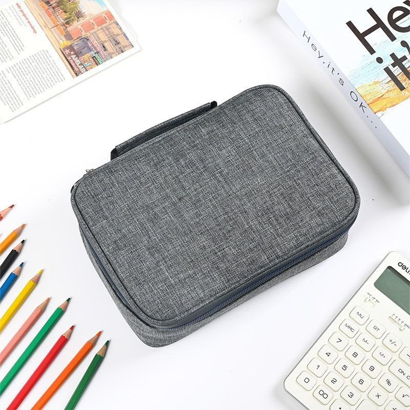 Double Layer Oxford Pencil Case: Large Capacity Multi-hole Art Sketching Storage Bag for Students