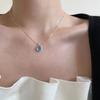 Aquamarine & Moonstone Light Luxury Oval Pendant Necklace with Snake Bone Clavicle Chain