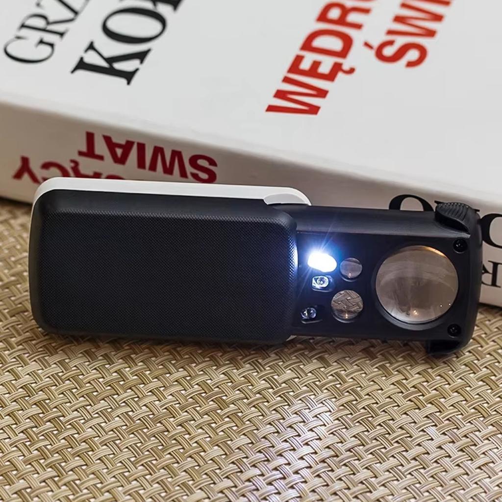 Slide Out LED Magnifying Glass 30X 60X 90X with UV Light Jewelry Loupe Magnifiers for Jewelry Coins Stamps & Antiques