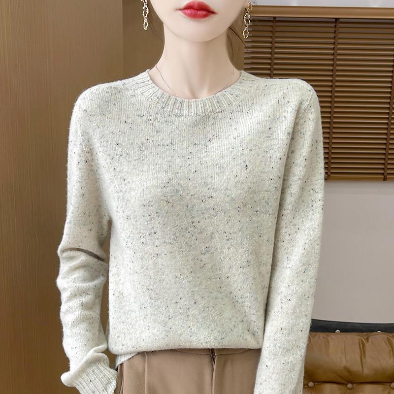 Women's Colorful Dot Round Neck Wool Sweater - Autumn/Winter Versatile Knitwear Pullover